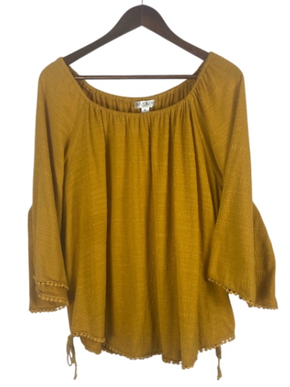 Studio golden yellow fringe blouse Wms XL #0254